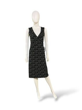 Kenneth Cole New York Black Sleeveless V-Neck Midi Wrap Dress, Medium